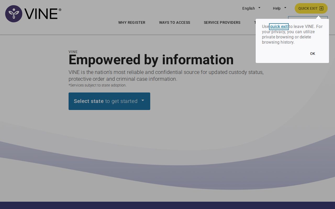 VINELink entry used to reach Kansas custody notifications for Republic County