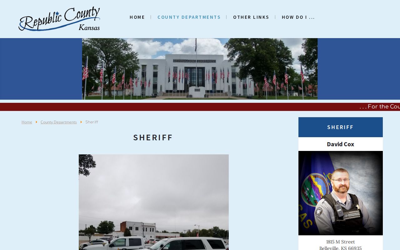 Republic County sheriff page with contact and Kansas VINE guidance